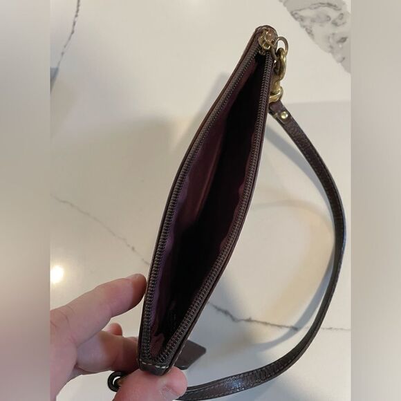 VINTAGE Y2K Coach Wristlet Patchwork Suede Brown Leather Clutch Authentic - Picture 3 of 7